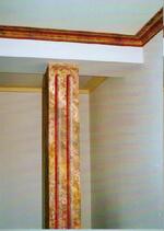 Iluzivní malba rohové lišty a opěrného sloupu na sádrokarton